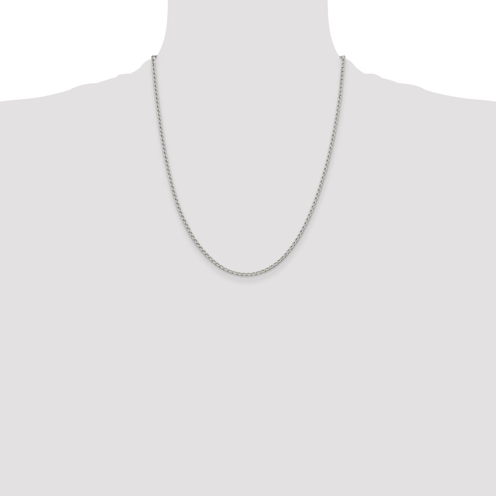 Sterling Silver 2mm Open Elongated Link Chain (QLL060-22)