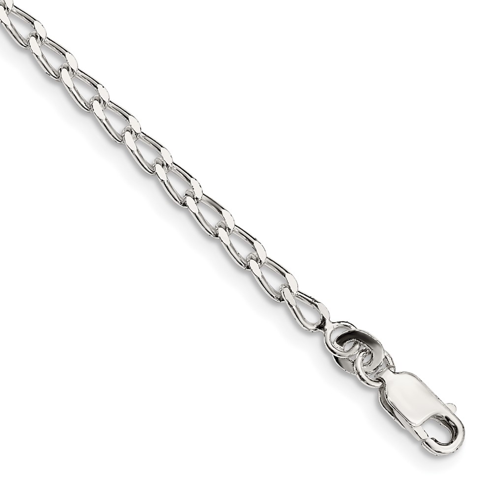Sterling Silver 2.8mm Open Elongated Link Chain Anklet (QLL080-10)