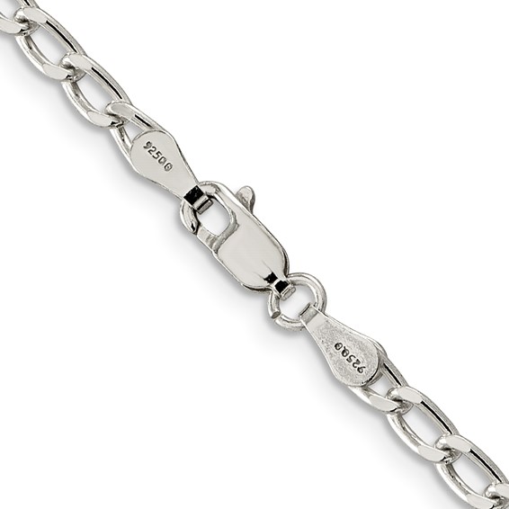 Amore La Vita Sterling Silver Rhodium-plated Polished 3.2mm 10 inch with Lobster Clasp Open Link Charm Anklet
