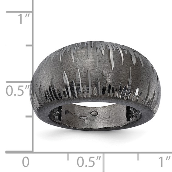 Leslie's Sterling Silver Ruthenium-plated Brushed & D/C Ring