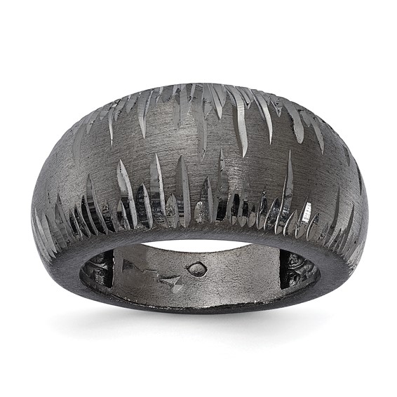 Leslie's Sterling Silver Ruthenium-plated Brushed & D/C Ring