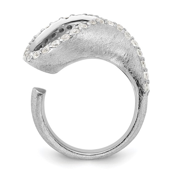 Leslie's Sterling Silver Scratch Finish CZ Adjustable Ring