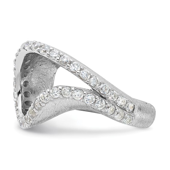 Leslie's Sterling Silver Scratch Finish CZ Adjustable Ring