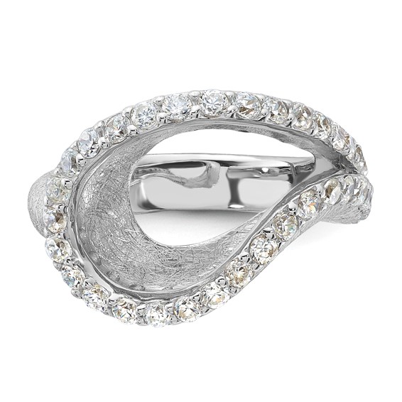 Leslie's Sterling Silver Scratch Finish CZ Adjustable Ring