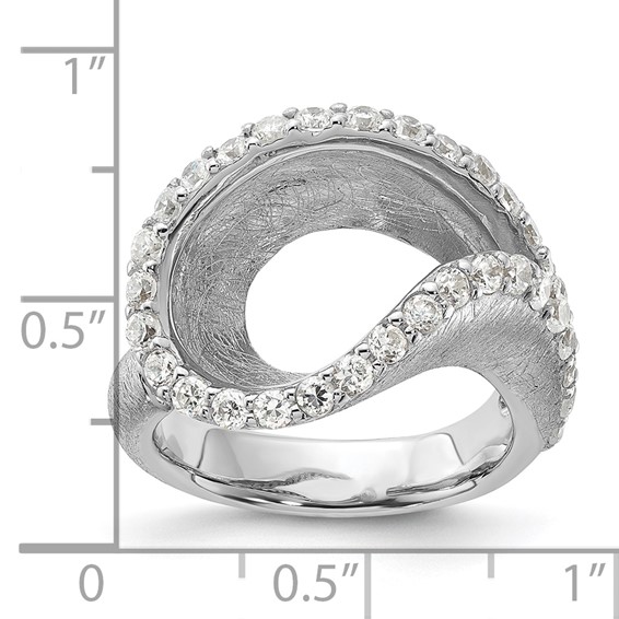 Leslie's Sterling Silver Scratch Finish CZ Adjustable Ring
