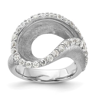 Leslie's Sterling Silver Scratch Finish CZ Adjustable Ring