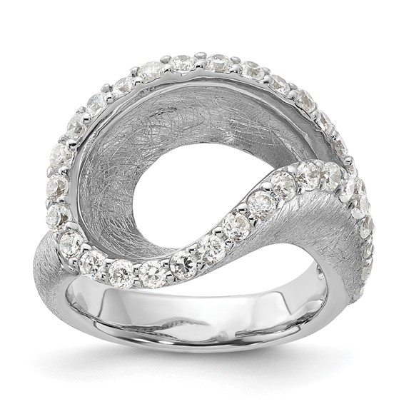 Leslie's Sterling Silver Scratch Finish CZ Adjustable Ring