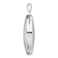 Sterling Silver Rhodium-plated Polished Scroll Design 26mm Oval Locket view 2
