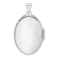 Sterling Silver Rhodium-plated Polished Scroll Design 26mm Oval Locket view 3