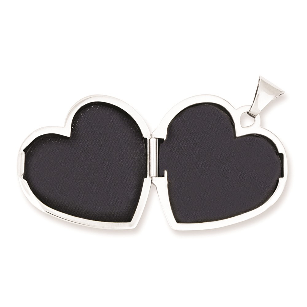 Sterling Silver Rhodium-plated Plain 21mm Heart Locket (QLS100)