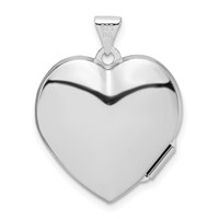 Sterling Silver Rhodium-plated Polished 21mm Heart Locket view 3