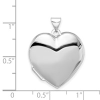 Sterling Silver Rhodium-plated Polished 21mm Heart Locket view 5