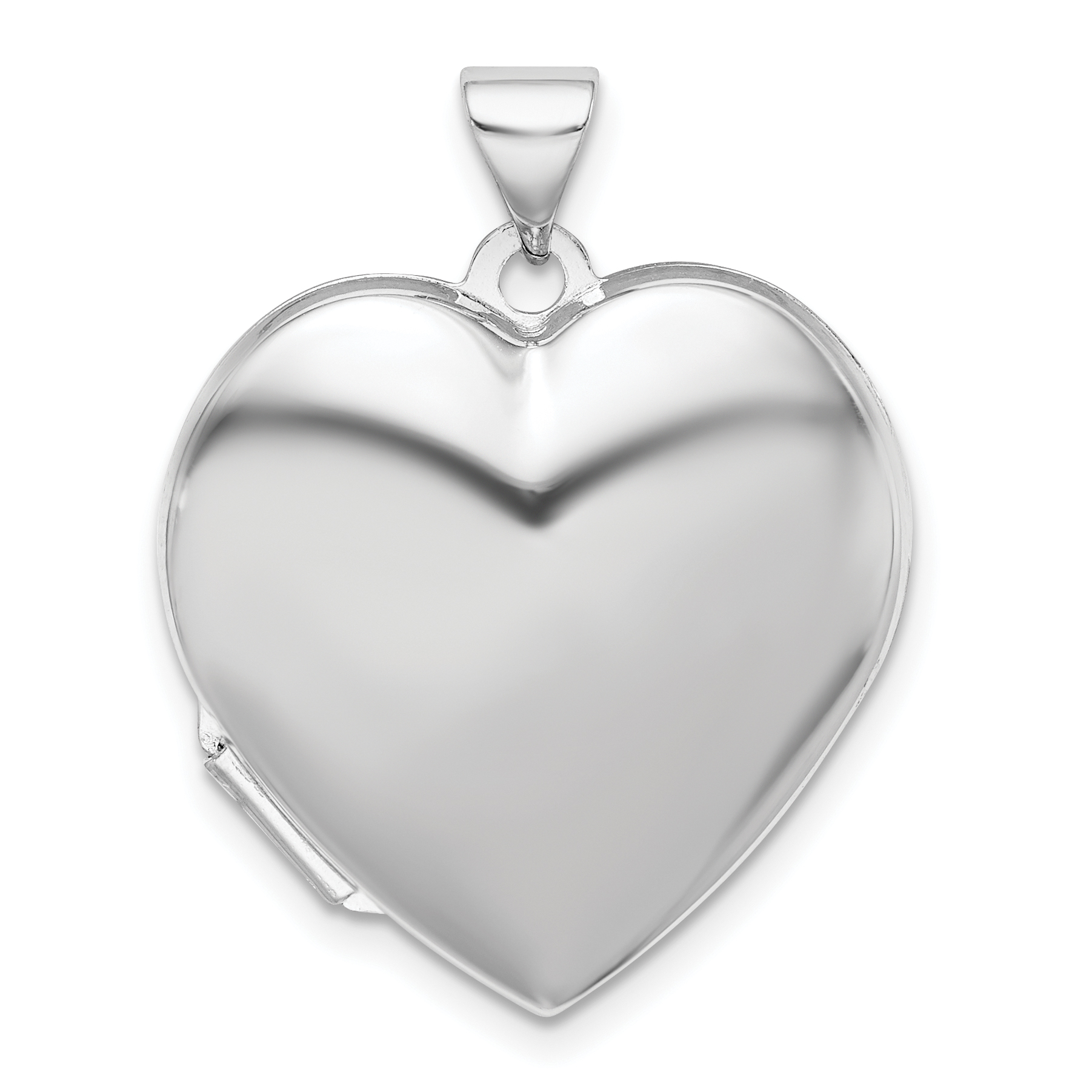 Sterling Silver Rhodium-plated Plain 21mm Heart Locket (QLS100)