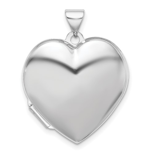 Sterling Silver Rhodium-plated Polished 21mm Heart Locket