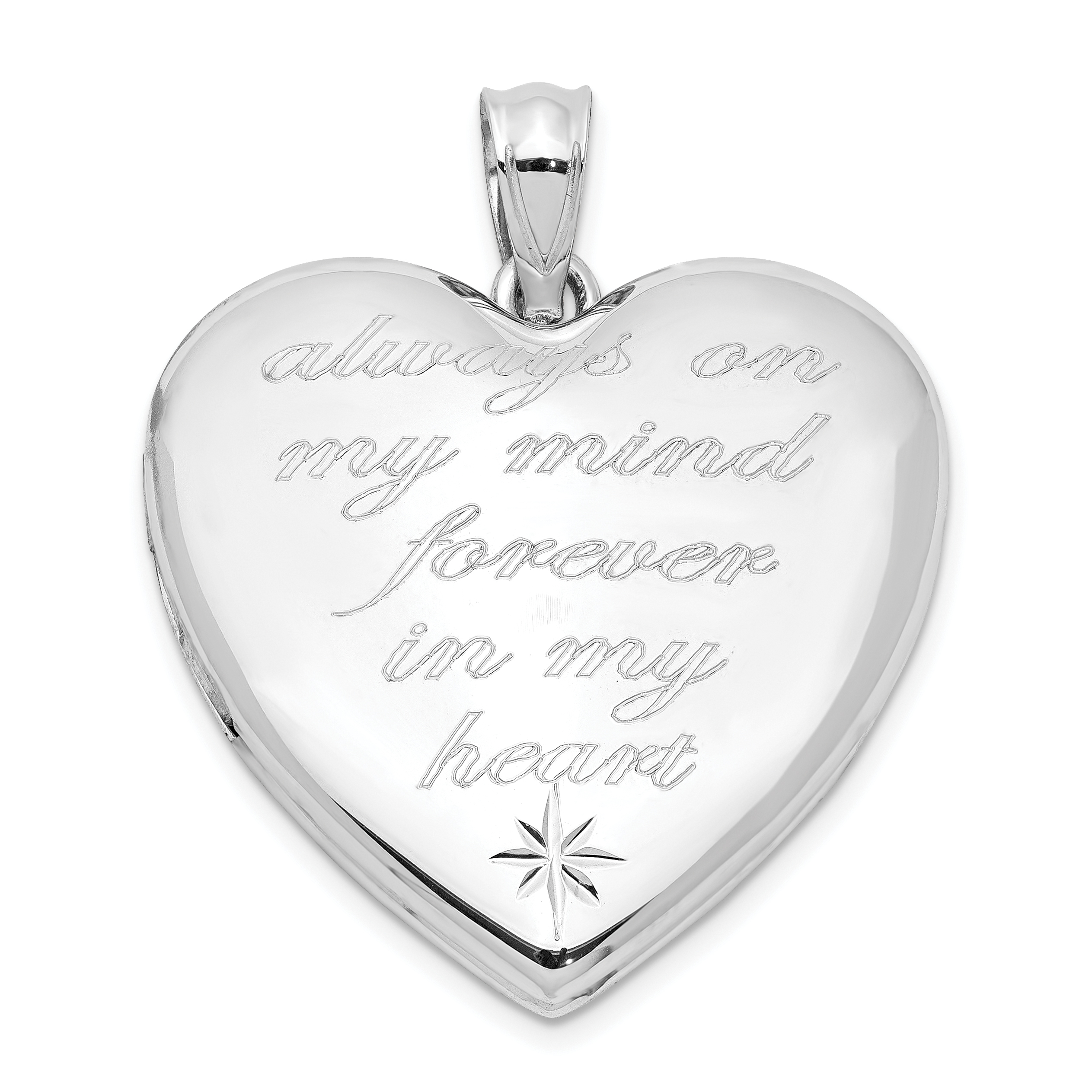 Sterling Silver Rhodium-plate Always On My Mind Ash Holder Heart Locket (QLS1007)