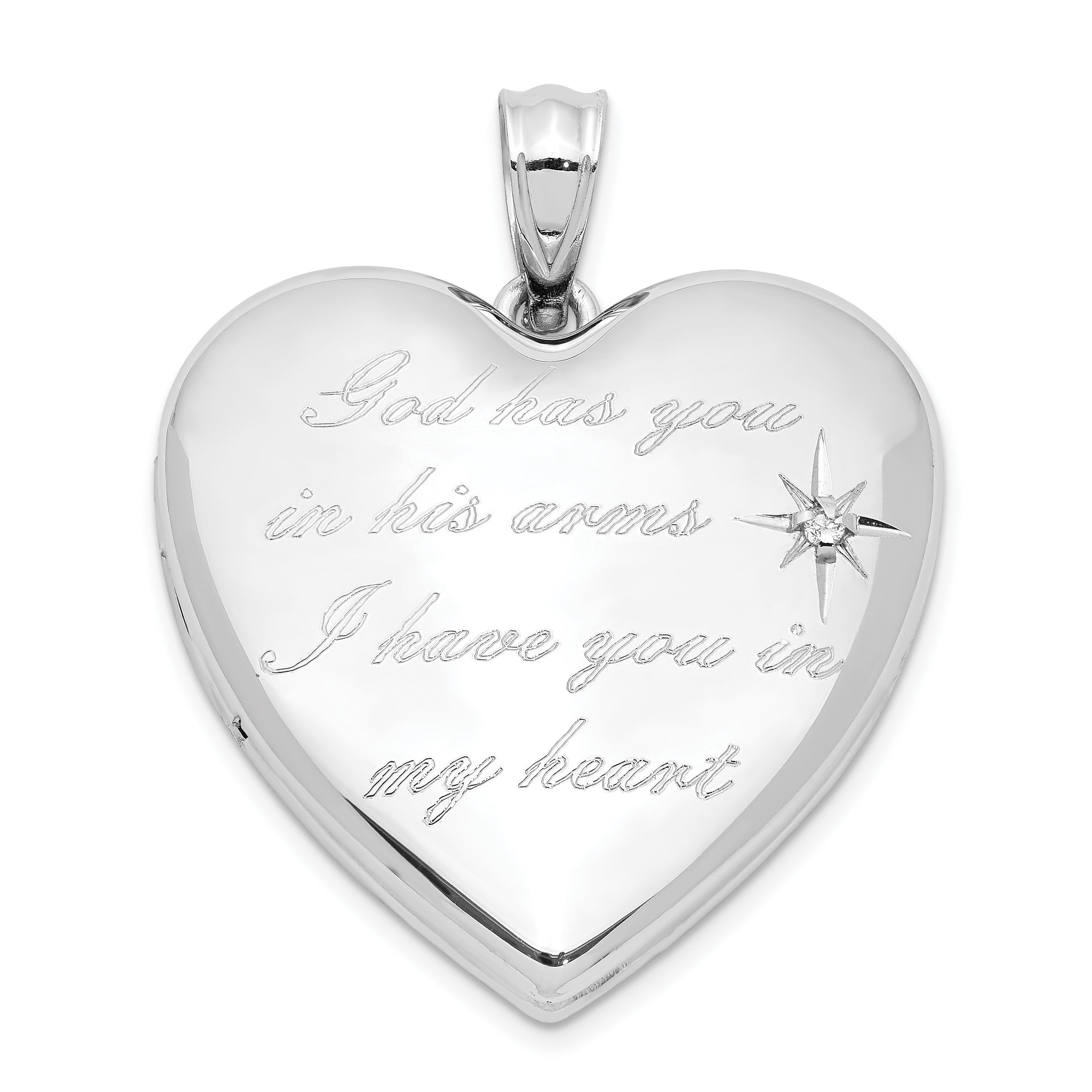 Sterling Silver Rhodium-plate God Has.. Diamond Ash Holder Heart Locket (QLS1008)