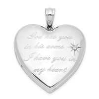 Sterling Silver Rhodium-plated God Has YOU.Poem Diamond Star 24mm Ash Holder Heart Locket view 1