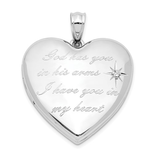 Sterling Silver Rhodium-plated God Has YOU.Poem Diamond Star 24mm Ash Holder Heart Locket
