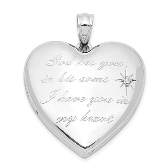 Sterling Silver Rhodium-plate God Has.. Diamond Ash Holder Heart Locket