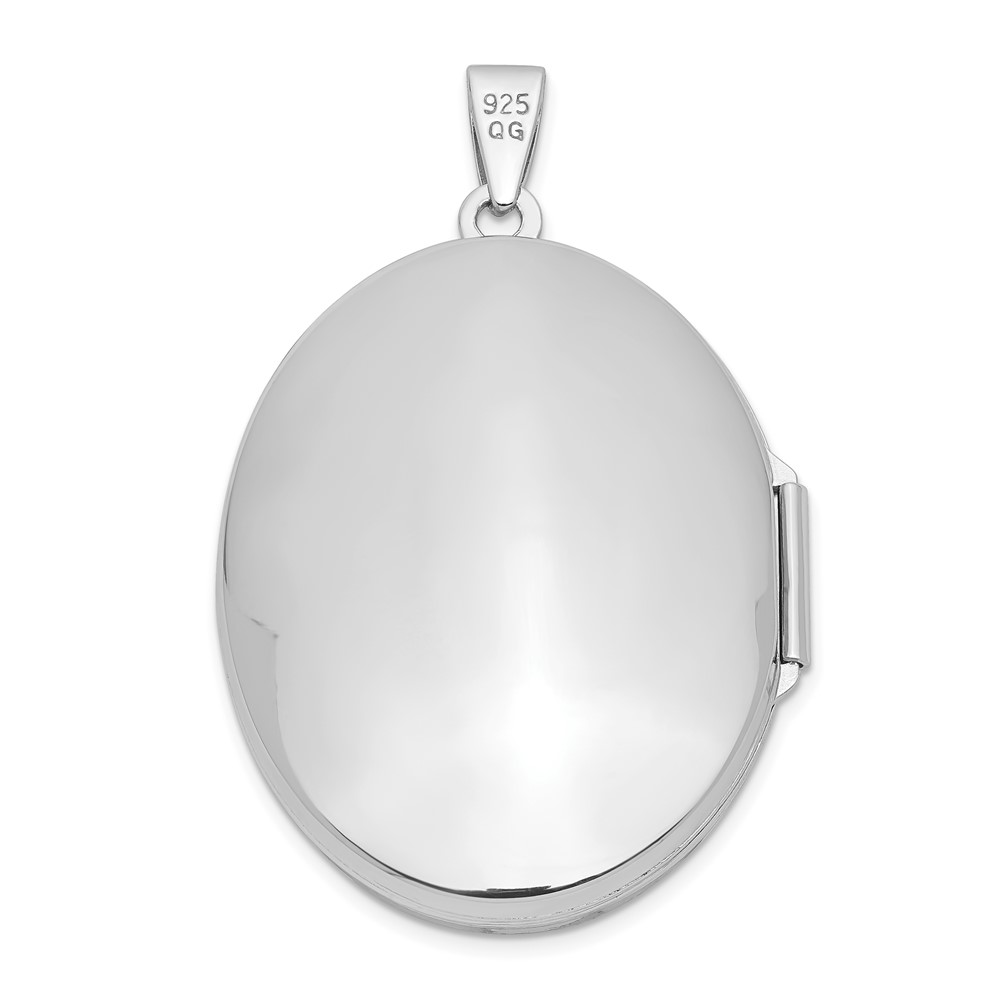 Sterling Silver Rhodium-plated Polished 32mm Oval Locket (QLS101)