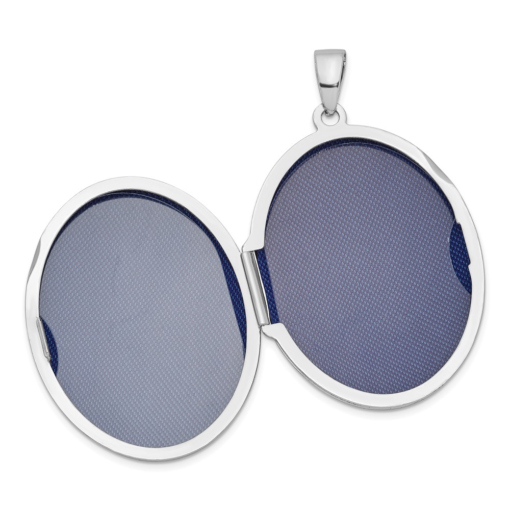 Sterling Silver Rhodium-plated Polished 32mm Oval Locket (QLS101)