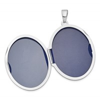 Sterling Silver Rhodium-plated Polished 32mm Oval Locket view 5