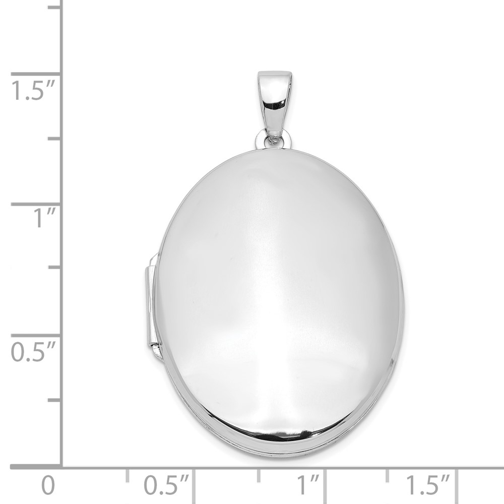 Sterling Silver Rhodium-plated Polished 32mm Oval Locket (QLS101)