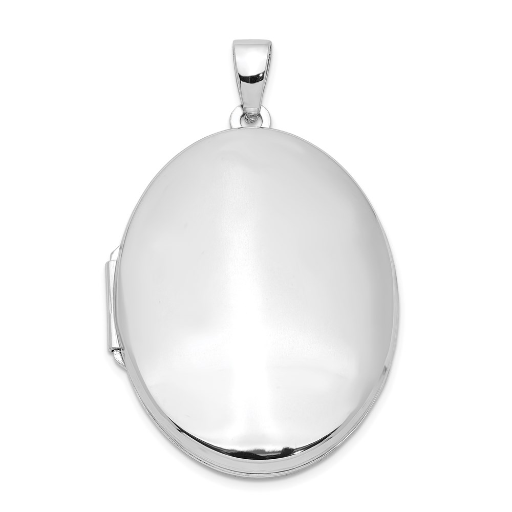 Sterling Silver Rhodium-plated Polished 32mm Oval Locket