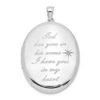 Sterling Silver Rhodium-plated God Has You in His Arms. 34mm Ash Holder Oval Locket view 1