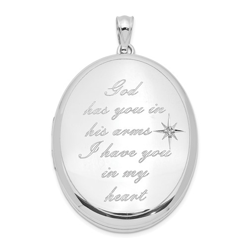 Sterling Silver Rhodium-plated God Has You in His Arms. 34mm Ash Holder Oval Locket