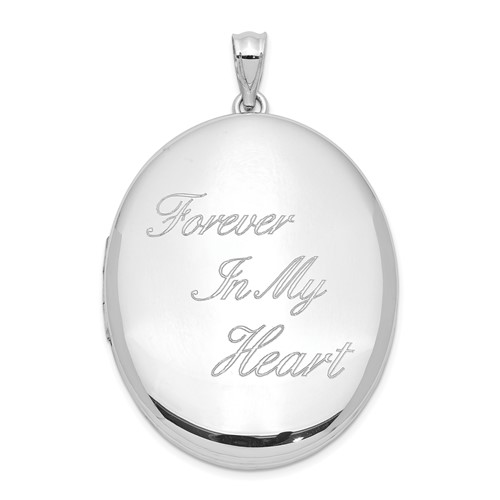 Sterling Silver Rhodium-plated Forever in MY Heart 34mm Ash Holder Oval Locket