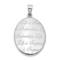 Sterling Silver Rhod-plated Polished Life Is Inspiration Oval Open Locket view 1
