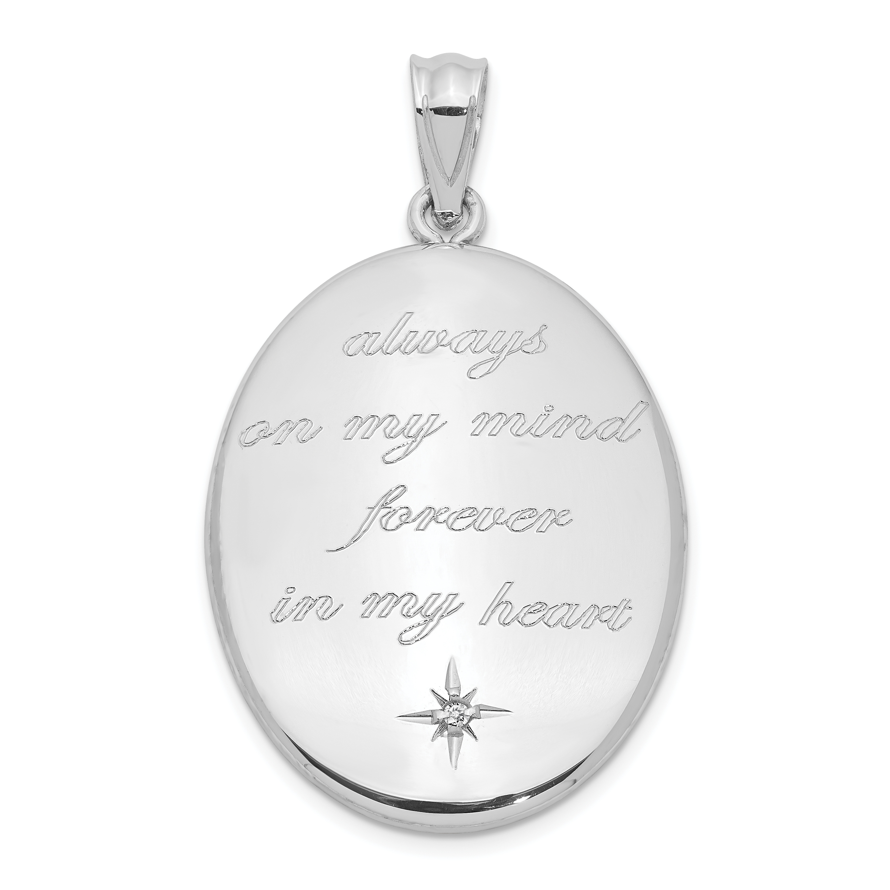 Sterling Silver Rhodium-plated Always On My Mind Diamond Star Oval Open Loc (QLS1023)