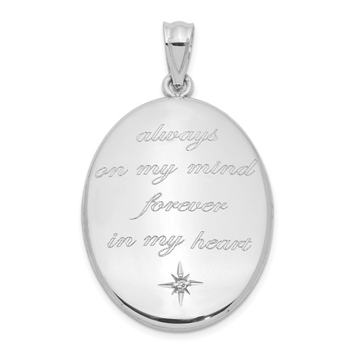 Sterling Silver Rhodium-plated Diamond Star Always on MY Mind. 25mm Oval Open Back Locket