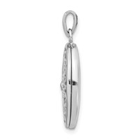 Sterling Silver Rhodium-plated Diamond Accent Vintage Filigree 22mm Oval Locket view 2