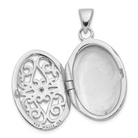 Sterling Silver Rhodium-plated Diamond Accent Vintage Filigree 22mm Oval Locket view 4