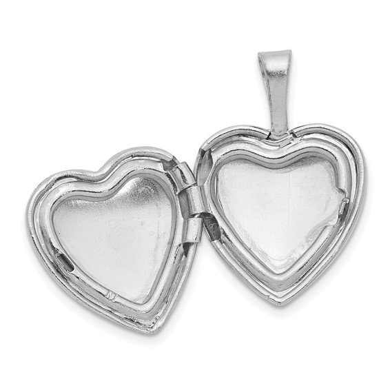 Sterling Silver Platinum-plated & Gold-tone Satin & D/C Cross Heart Locket