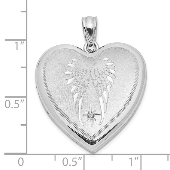 Sterling Silver Wings with Diamond Heart Locket