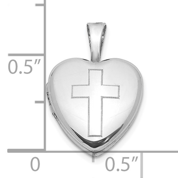 Sterling Silver Brushed and Polished Cross Heart Locket