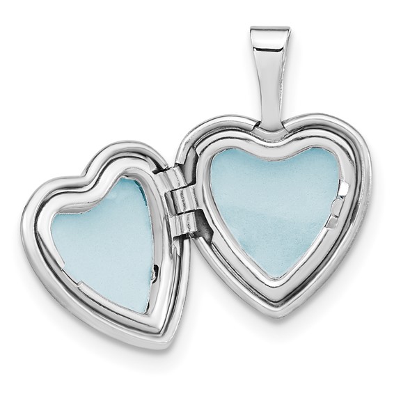 Sterling Silver Rhodium-plated Satin St. Christopher 12mm Heart Locket