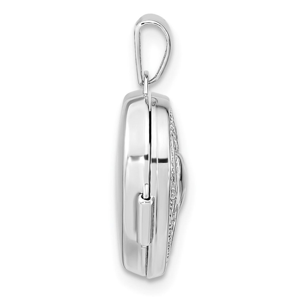 Sterling Silver Rhodium-plated Double Hearts 15mm Heart Locket (QLS1043)
