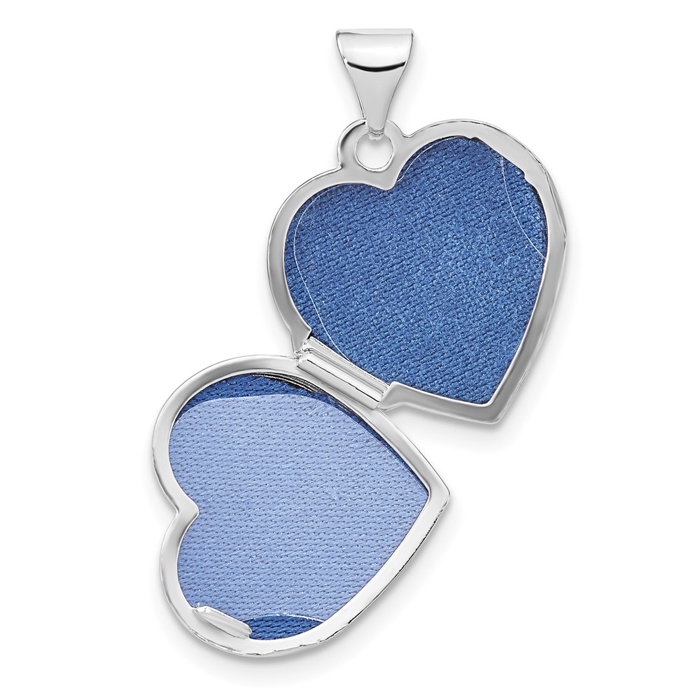 Sterling Silver Rhodium-plated Double Hearts 15mm Heart Locket (QLS1043)