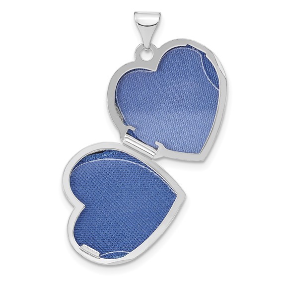 Sterling Silver Rhodium-plated Swirled Love You Always 18mm Heart Locket