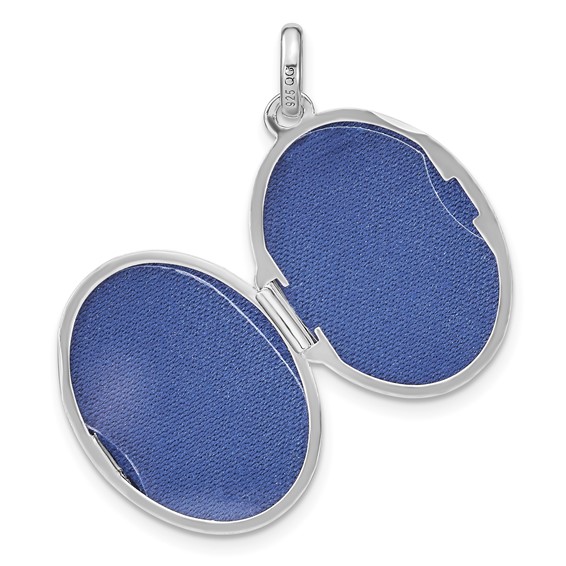 Sterling Silver Rhodium-plated Diamond Stars 20mm Oval Locket