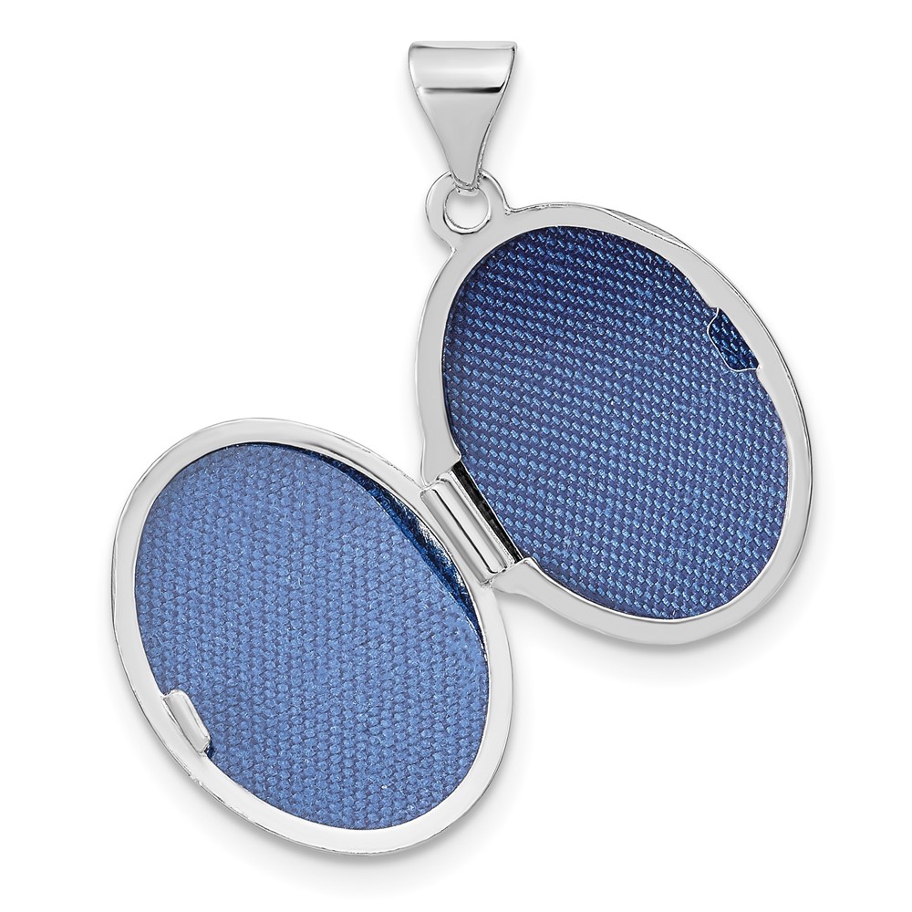 Sterling Silver Rhodium-plated Floral 17mm Oval Locket (QLS1065)