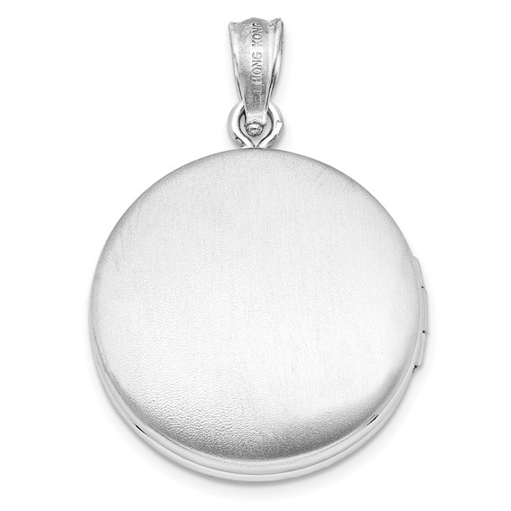 Sterling Silver Rhodium-plated Polished Compass Rose 20mm Round Locket