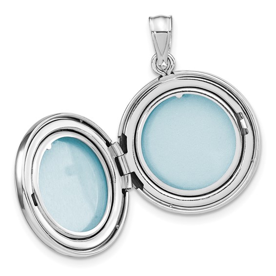 Sterling Silver Rhodium-plated Faith, Hope, Love 20mm Round Locket