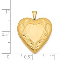 1/20 14K Gold Filled Satin Diamond-cut Fancy Border 19mm Heart Locket view 4