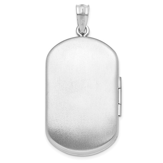 Sterling Silver Rhodium-plated Enamel Flowers 30x19mm Rectangle Locket