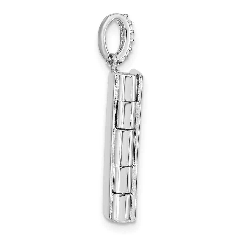 Sterling Silver Rhodium-plated CZ 19mm Book Locket (QLS1093)